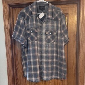 Threadgrit Gray and White Plaid Button Down Shirt